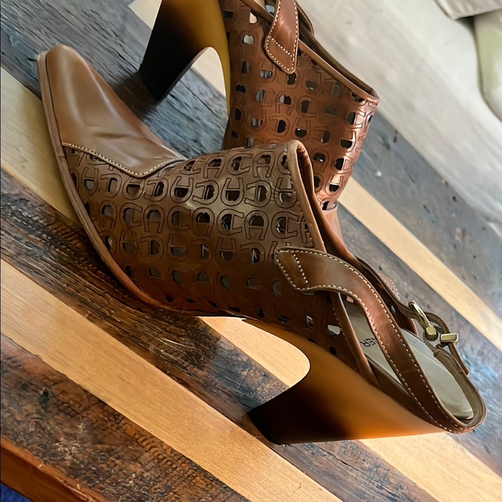 Aigner Chic Brown Cutout Mules